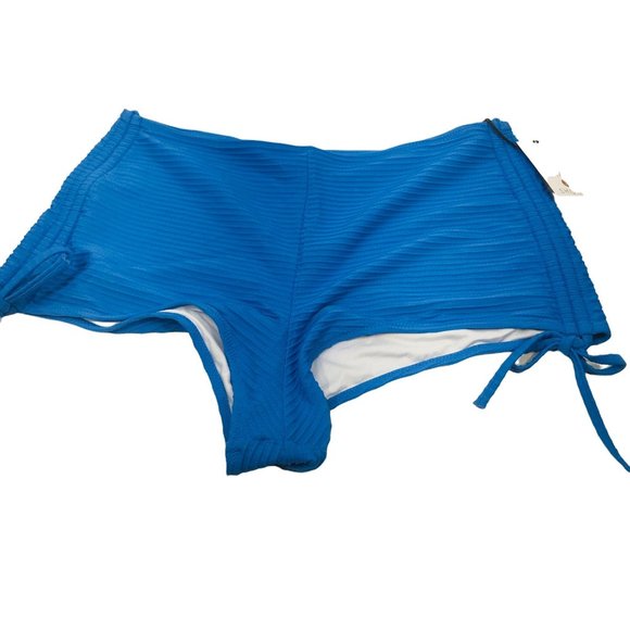 Shade And Shore Women's Size Medium 8-10 High Waist Bikini Swim Bottom Blue New - Picture 1 of 8